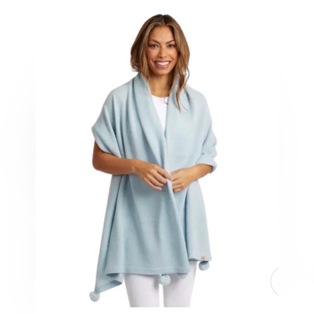 Sh*t Shit That I Knit STIK Pardy Wrap Alpaca Merino Shawl Like New Light Blue